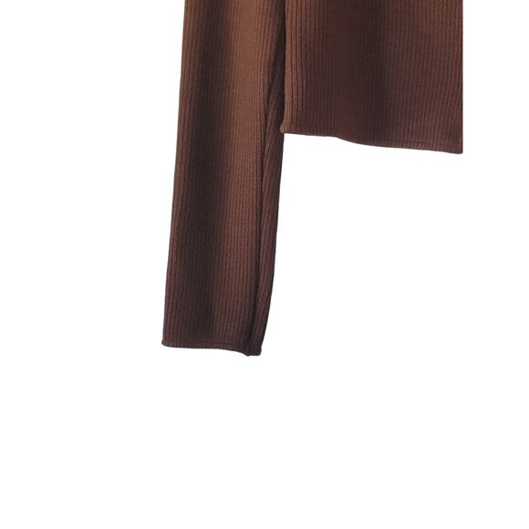 NEW Anthropologie Pilcro Square Neck Cropped Brown Cardigan - Medium - Picture 6 of 7